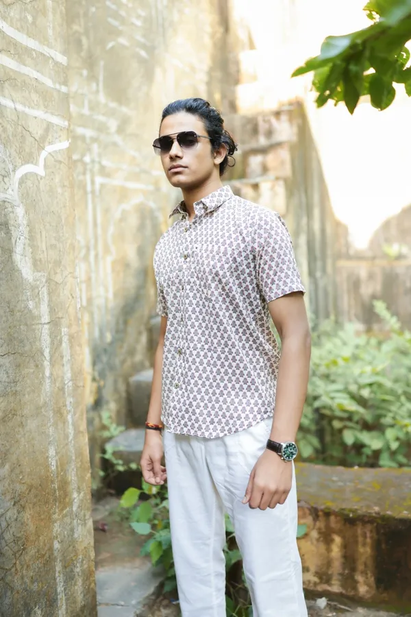 Jaipuri_Print_Multicolor_Pure_Cotton_Hand_Block___Half_Sleeve_Shirt_For_Men