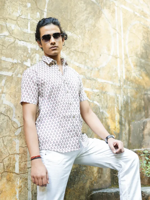 Jaipuri_Print_Multicolor_Pure_Cotton_Hand_Block___Half_Sleeve_Shirt_For_Men