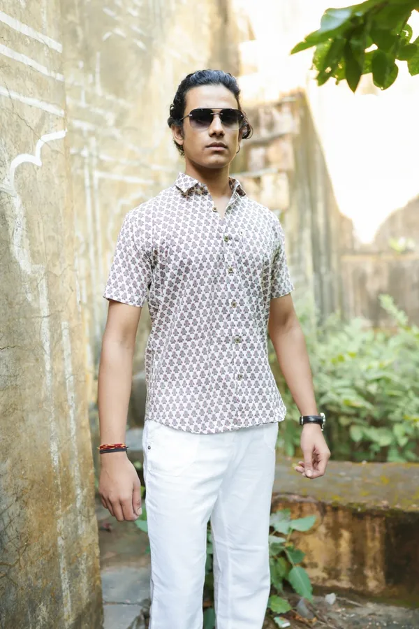 Jaipuri_Print_Multicolor_Pure_Cotton_Hand_Block___Half_Sleeve_Shirt_For_Men