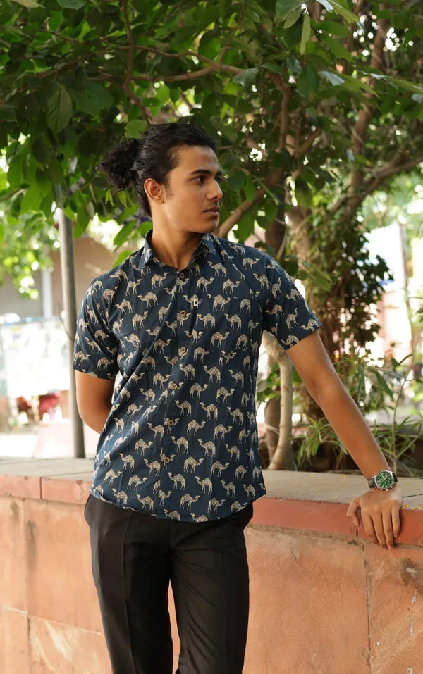 Jaipuri_Print_Multicolor_Pure_Cotton_Hand_Block___Half_Sleeve_Shirt_For_Men
