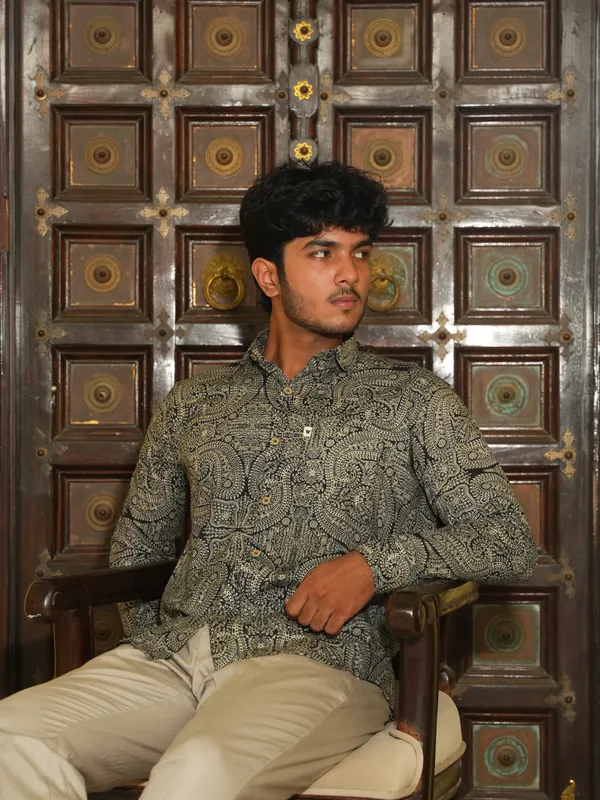 Jaipuri_Print_Black_Pure_Cotton_Hand_Block___Full_Sleeve_Shirt_For_Men