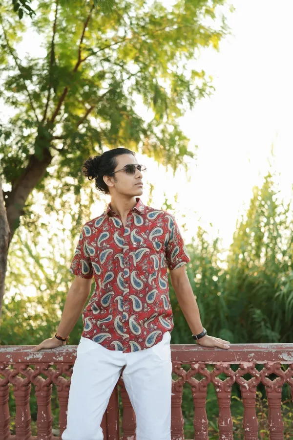Jaipuri_Print_Multicolor_Pure_Cotton_Hand_Block___Half_Sleeve_Shirt_For_Men