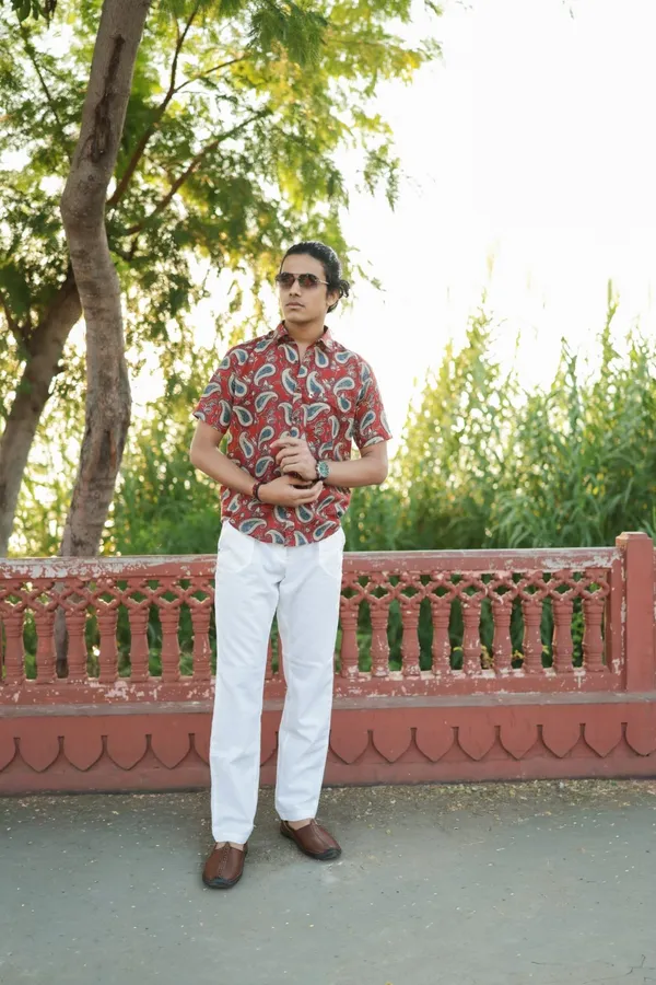 Jaipuri_Print_Multicolor_Pure_Cotton_Hand_Block___Half_Sleeve_Shirt_For_Men