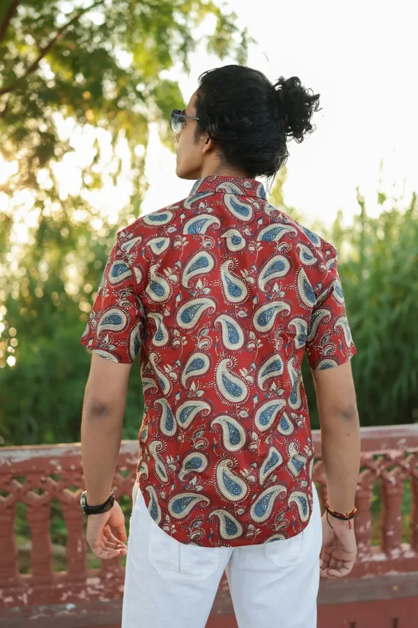Jaipuri_Print_Multicolor_Pure_Cotton_Hand_Block___Half_Sleeve_Shirt_For_Men