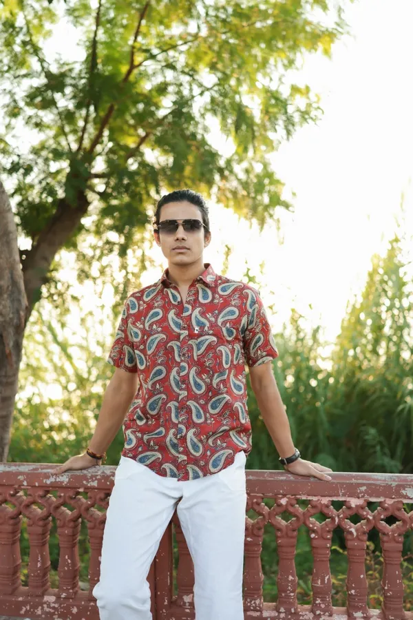 Jaipuri_Print_Multicolor_Pure_Cotton_Hand_Block___Half_Sleeve_Shirt_For_Men