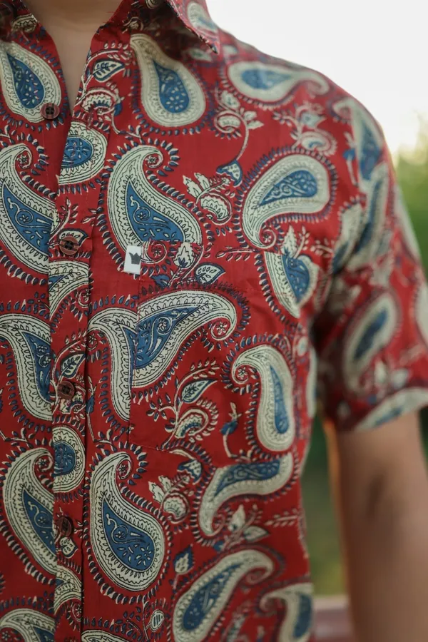 Jaipuri_Print_Multicolor_Pure_Cotton_Hand_Block___Half_Sleeve_Shirt_For_Men
