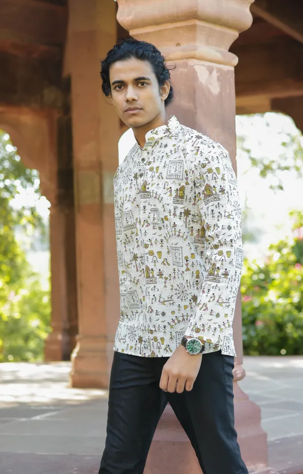 Jaipuri_Print_White_Pure_Cotton_Hand_Block___Full_Sleeve_Shirt_For_Men