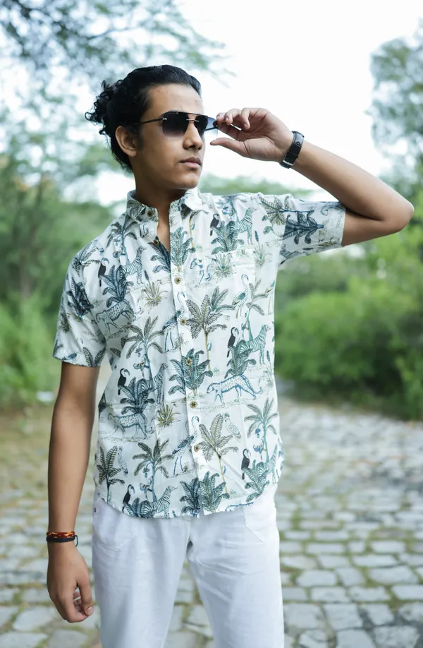 Jaipuri_Print_Multicolor_Pure_Cotton_Hand_Block___Half_Sleeve_Shirt_For_Men