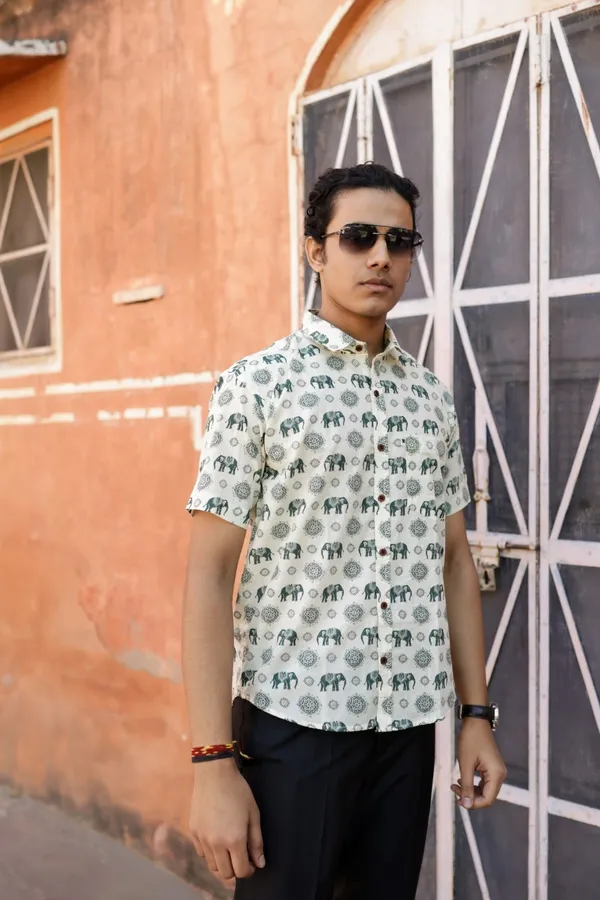 Jaipuri_Print_Multicolor_Pure_Cotton_Hand_Block___Half_Sleeve_Shirt_For_Men