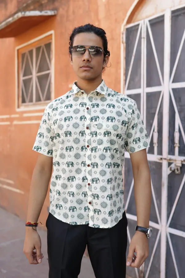 Jaipuri_Print_Multicolor_Pure_Cotton_Hand_Block___Half_Sleeve_Shirt_For_Men