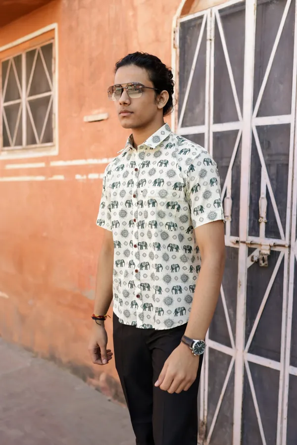 Jaipuri_Print_Multicolor_Pure_Cotton_Hand_Block___Half_Sleeve_Shirt_For_Men