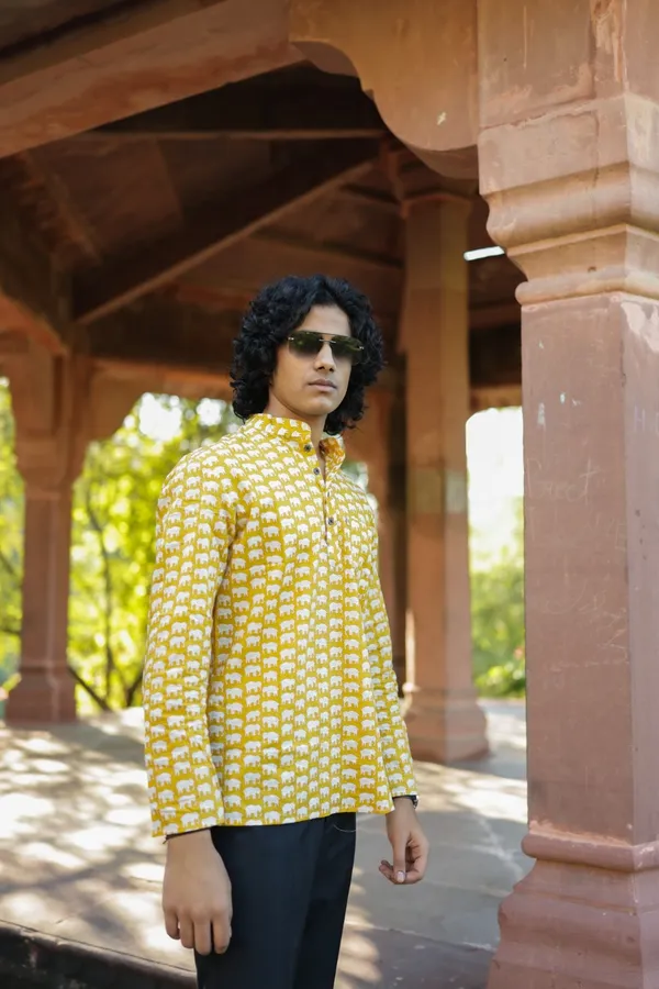 Jaipuri_Print_Yellow_Pure_Cotton_Hand_Block___Full_Sleeve_Shirt_For_Men