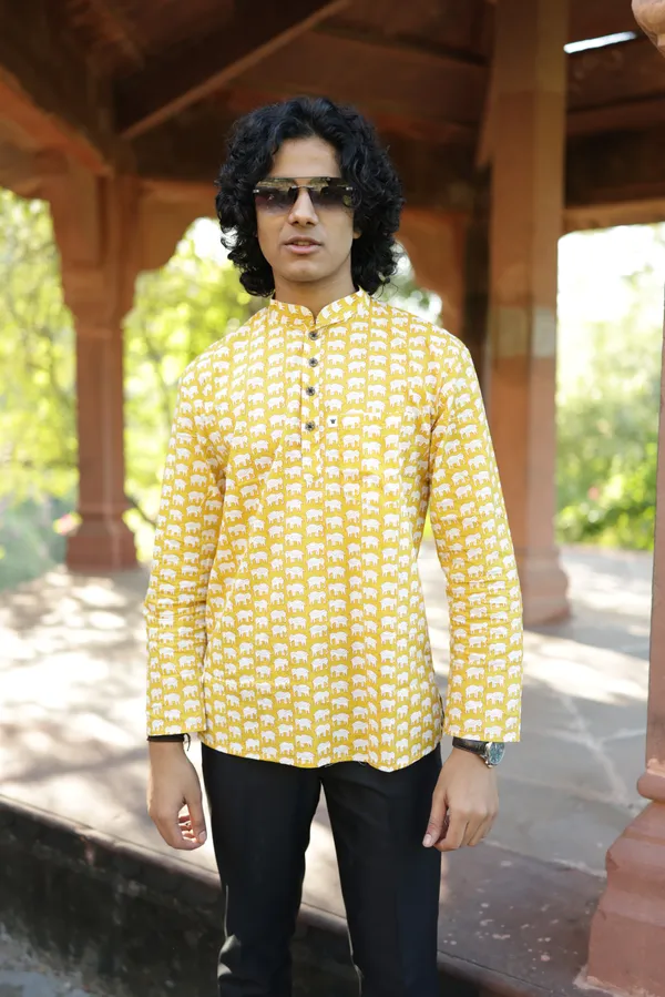 Jaipuri_Print_Yellow_Pure_Cotton_Hand_Block___Full_Sleeve_Shirt_For_Men