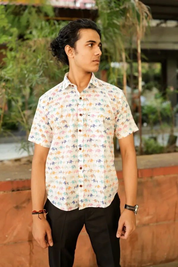 Jaipuri_Print_Multicolor_Pure_Cotton_Hand_Block___Half_Sleeve_Shirt_For_Men