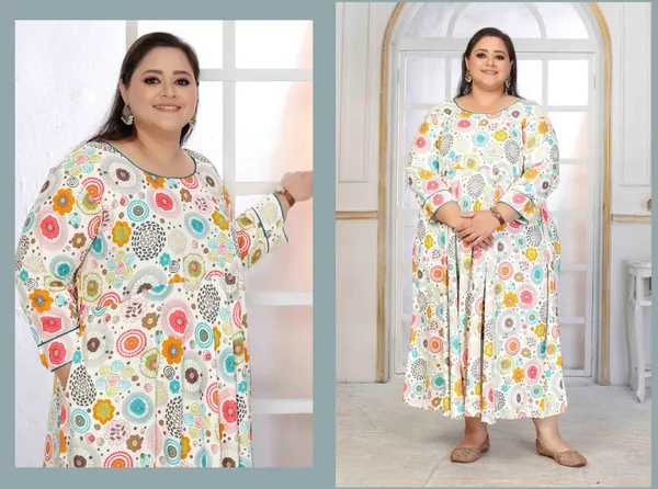 White_Premium_Rayon_Kurti_Set_For_Women_(Plus_Size)