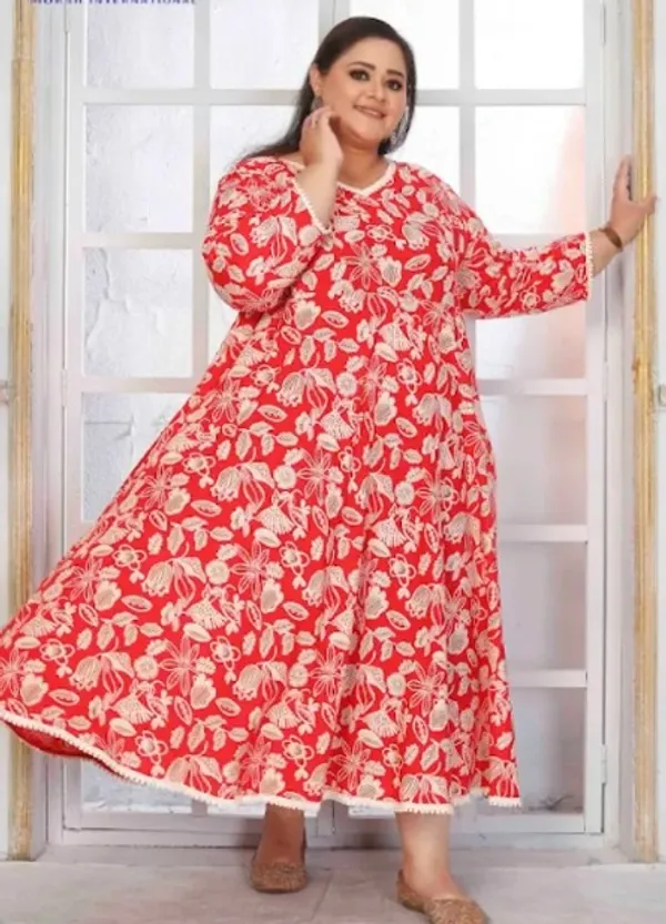 Red_Premium_Rayon_Kurti_Set_For_Women_(Plus_Size)