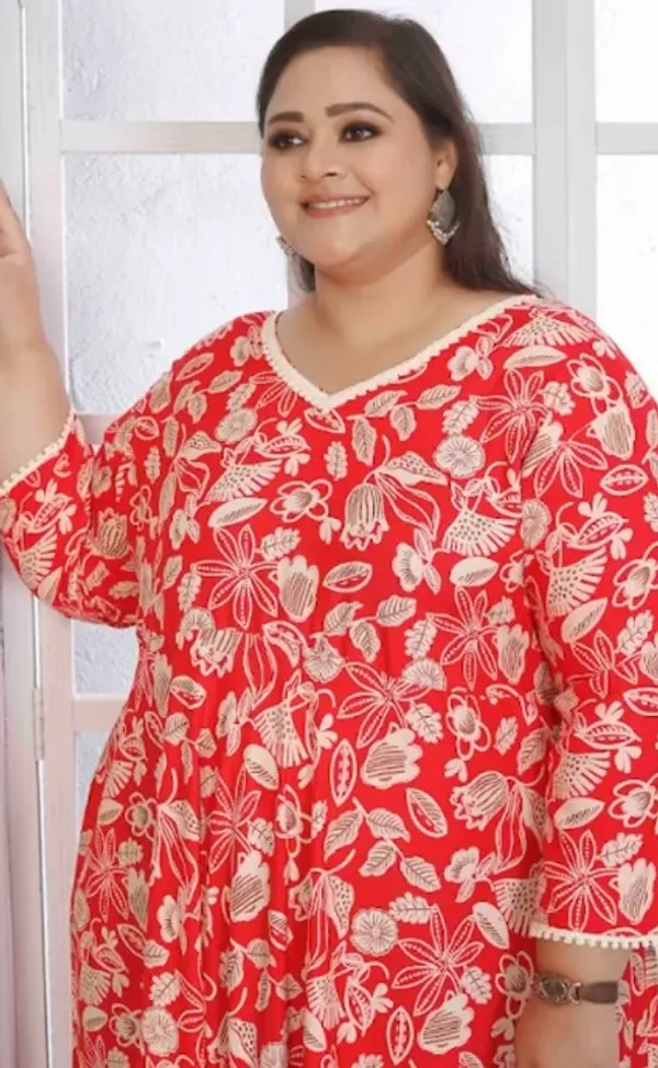 Red_Premium_Rayon_Kurti_Set_For_Women_(Plus_Size)