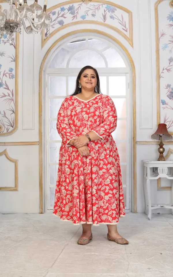 Red_Premium_Rayon_Kurti_Set_For_Women_(Plus_Size)