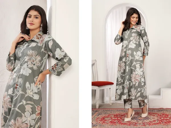 Grey_Premium_Rayon_Kurti_Set_For_Women_(Plus_Size)