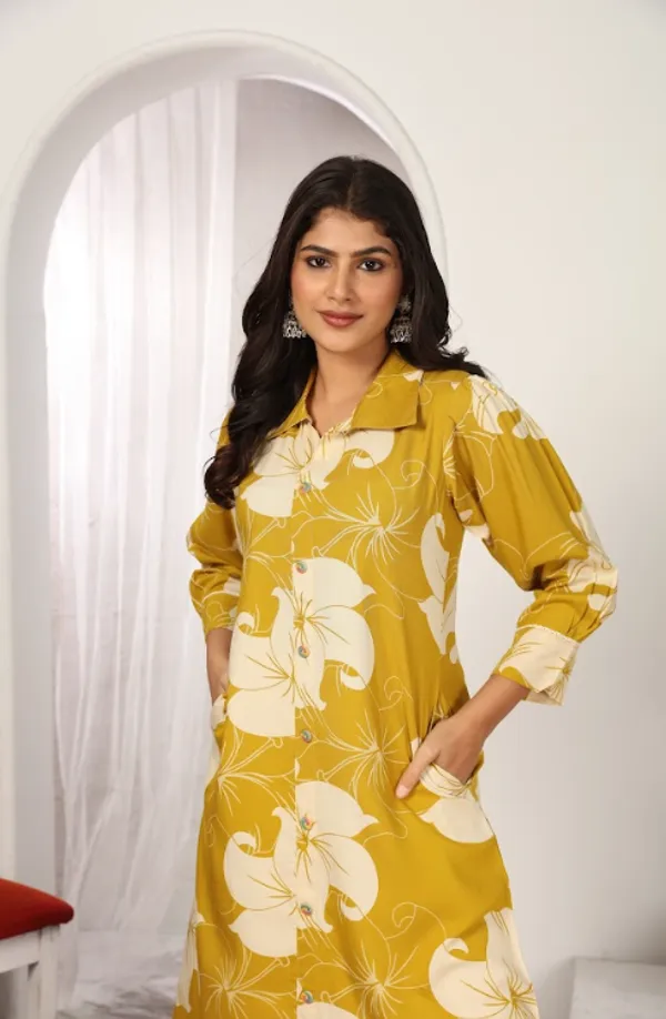 Yellow_Premium_Rayon_Kurti_Set_For_Women_(Plus_Size)
