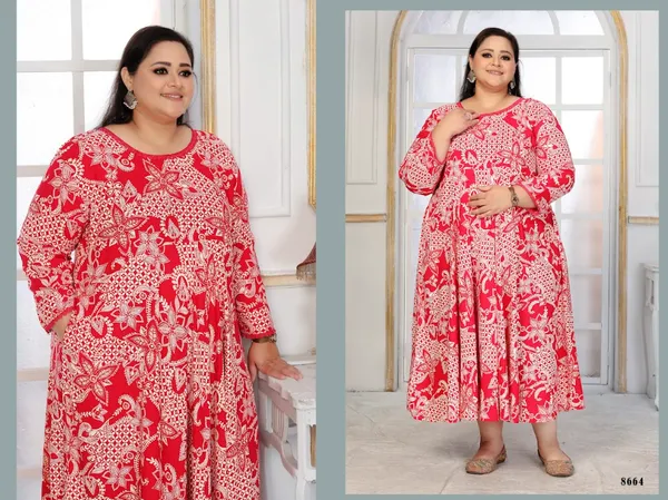 Red_Premium_Rayon_Kurti_Set_For_Women_(Plus_Size)