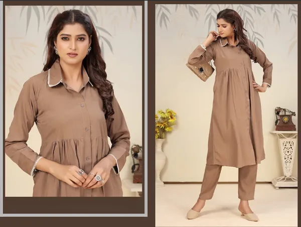 Brown_Cotton_Kurti_Set_For_Women_(Plus_Size)