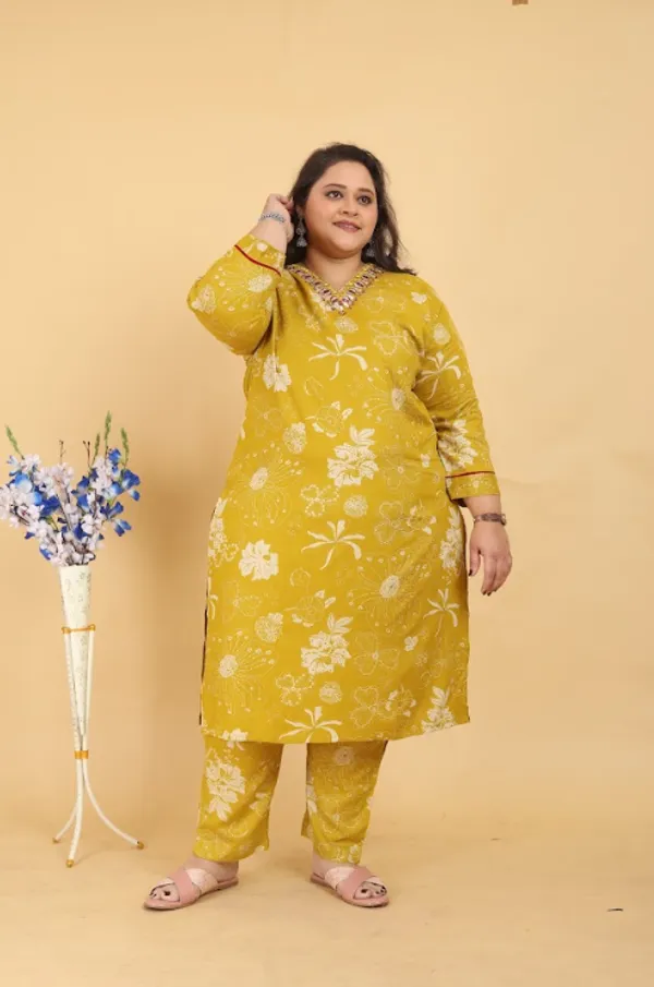 Yellow_Premium_Rayon_Dress_For_Women_(Plus_Size)