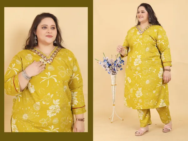 Yellow_Premium_Rayon_Dress_For_Women_(Plus_Size)