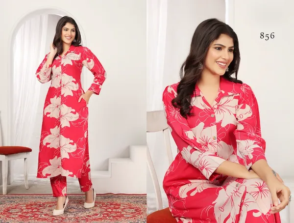 Peach_Premium_Rayon_Kurti_Set_For_Women_(Plus_Size)