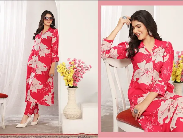 Peach_Premium_Rayon_Kurti_Set_For_Women_(Plus_Size)