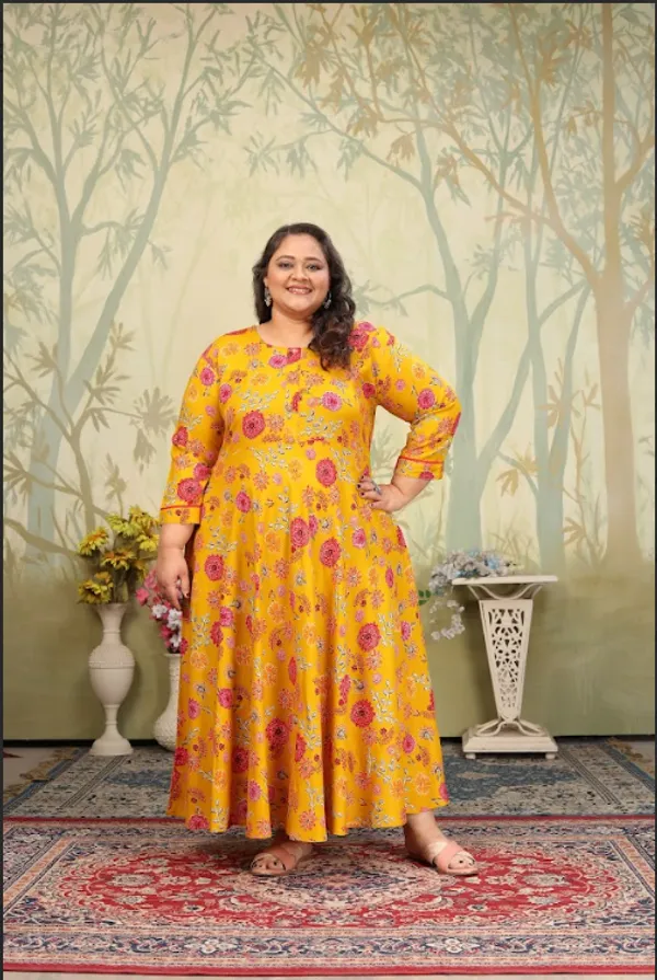 Orange_Premium_Rayon_Kurti_Set_For_Women_(Plus_Size)
