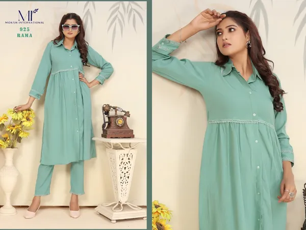 Skyblue_Cotton_Kurti_Set_For_Women_(Plus_Size)