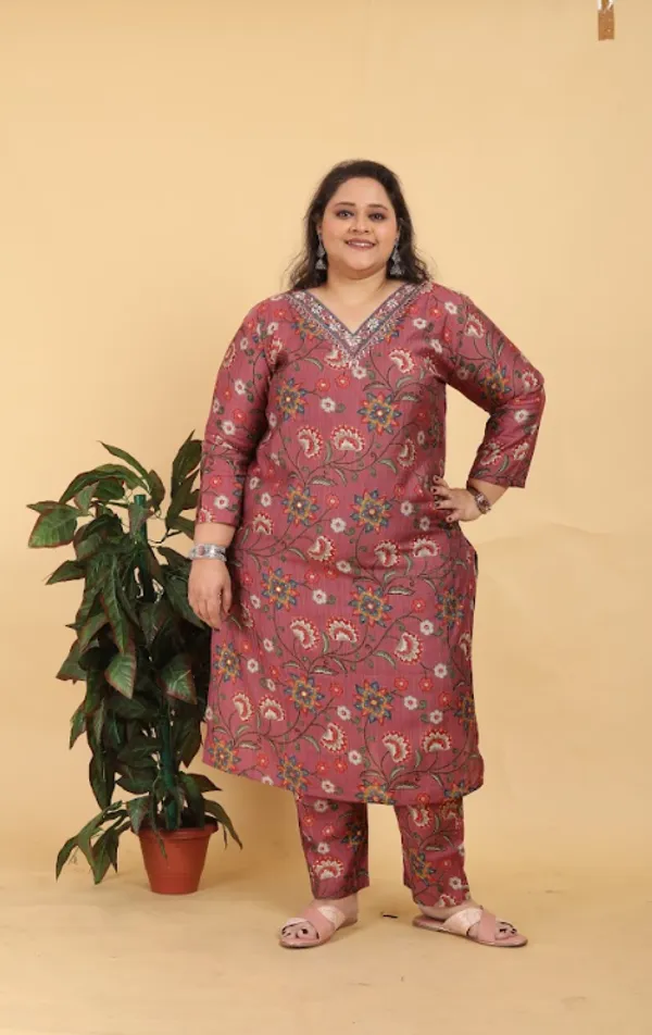 Reddish_Pink_Premium_Rayon_Dress_For_Women_(Plus_Size)