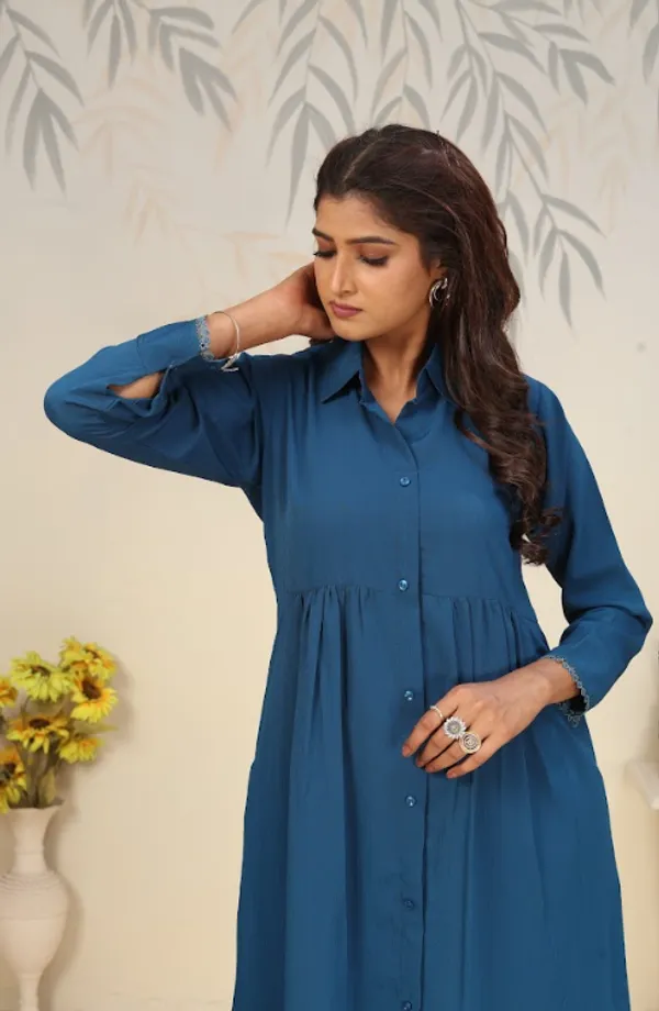 Peacock_Blue_Cotton_Kurti_Set_For_Women_(Plus_Size)