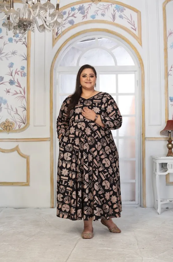 Black_Premium_Rayon_Kurti_Set_For_Women_(Plus_Size)