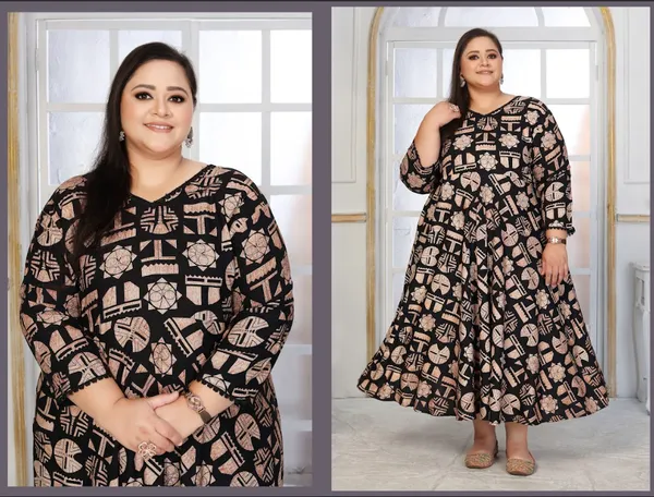 Black_Premium_Rayon_Kurti_Set_For_Women_(Plus_Size)