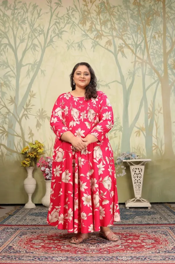 Pink_Premium_Rayon_Kurti_Set_For_Women_(Plus_Size)