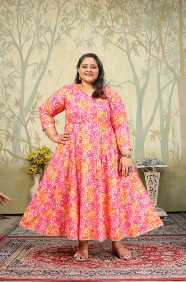 Pink_Premium_Rayon_Kurti_Set_For_Women_(Plus_Size)