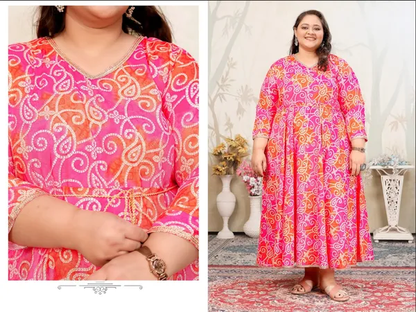 Pink_Premium_Rayon_Kurti_Set_For_Women_(Plus_Size)