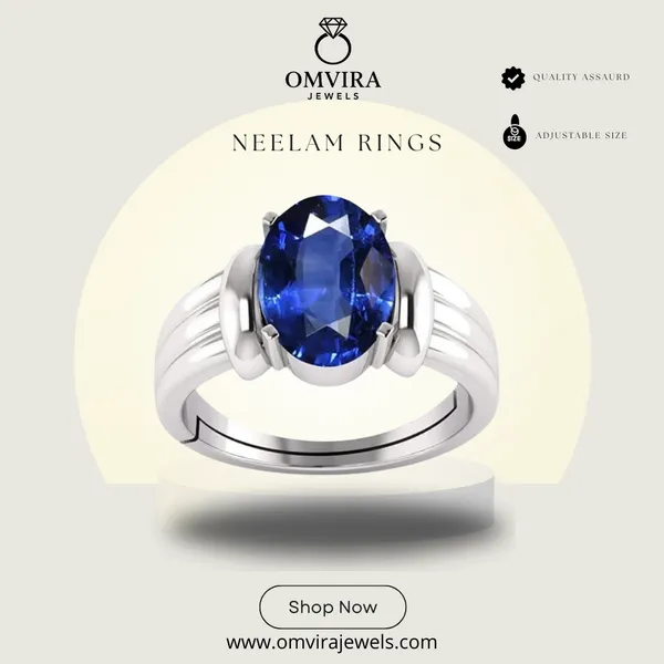 Neelam_Blue_Sapphire_Created_Gold_Plated_Panchdhatu_Adjustable_Neelam_Ring_For_Men_&_Women_From_4.25_Ratti_To_20.25_Ratti