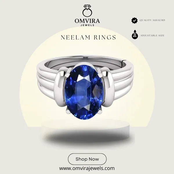 Neelam_Blue_Sapphire_Created_Gold_Plated_Panchdhatu_Adjustable_Neelam_Ring_For_Men_&_Women_From_4.25_Ratti_To_20.25_Ratti