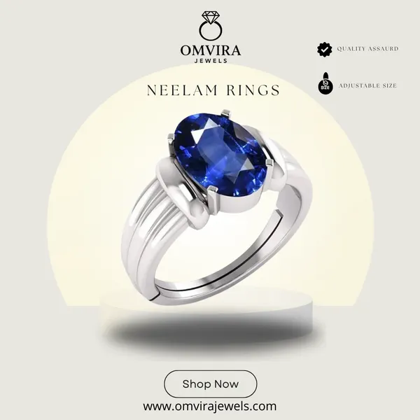 Neelam_Blue_Sapphire_Created_Gold_Plated_Panchdhatu_Adjustable_Neelam_Ring_For_Men_&_Women_From_4.25_Ratti_To_20.25_Ratti