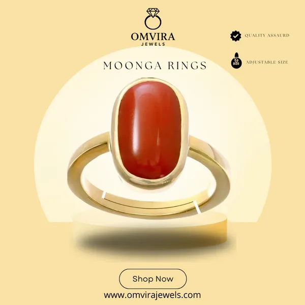 Moonga_Red_Coral_Created_Ring_Adjustable_|_Best_Quality_Ring|_Pure_Stone_Ring_Gemstone