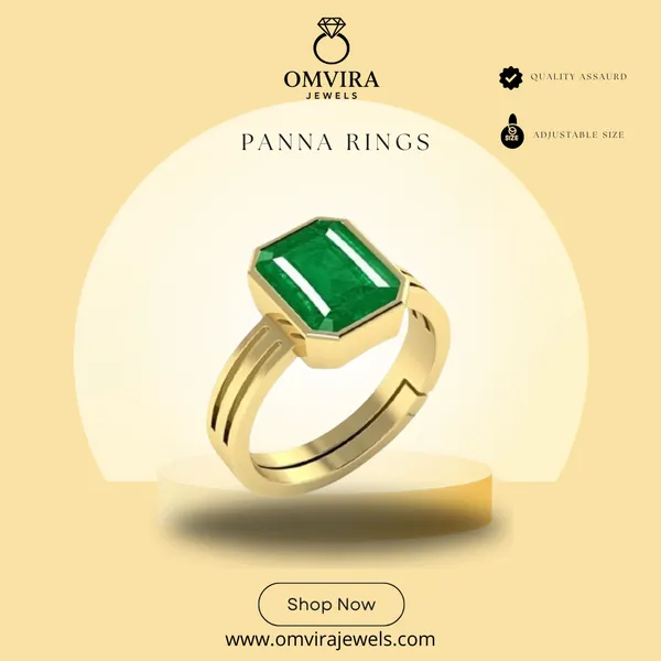 Panna_Green_Emerald_Created_Panchdhatu_Adjustable_Silver_Plating_Ring_For_Astrological_Purpose_Men_&_Women_From_4.25_Ratti_To_20.25_Ratti