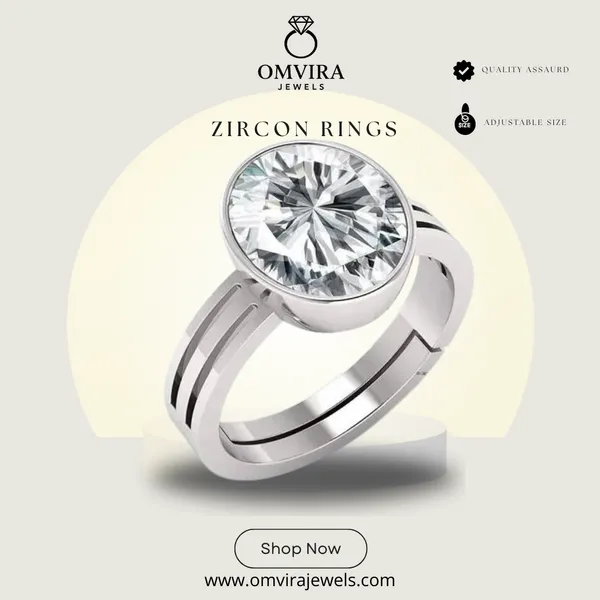 Zircon_Zirkon/_Zircon_Stone_Created_Adjustable_Ring_Rashi_Ratna_Created_For_Men_&_Women