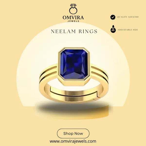 Neelam_Blue_Sapphire_Created_Gold_Plated_Adjustable_Ring_For_Men_&_Women_From_4.25_Ratti_To_20.25_Ratti