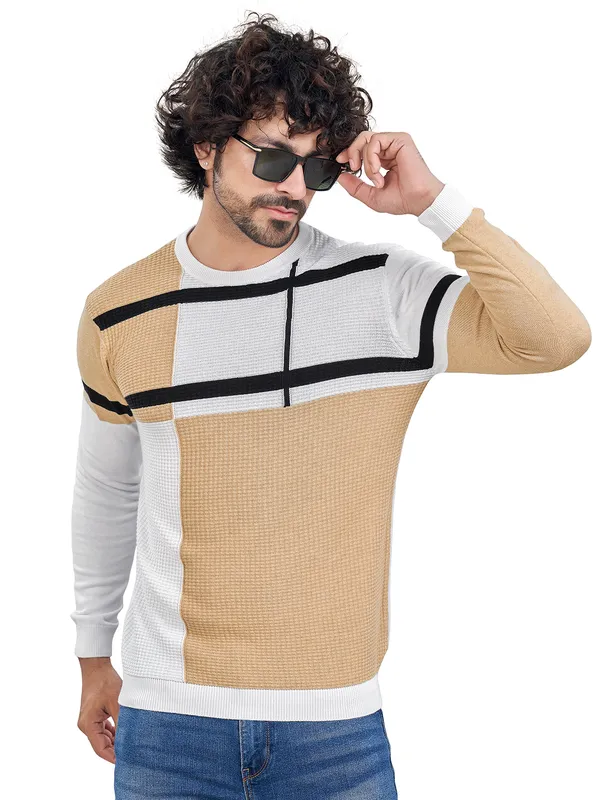 Multicolor_Cotton_Premium_Flat_Knit_Multi_Striped_Round_Neck_T-Shirt_For_Men