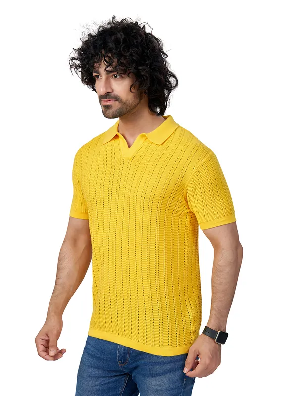 Yellow_Cotton_Solid_Premium_Flat_Knit_Polo_T-Shirt_For_Men
