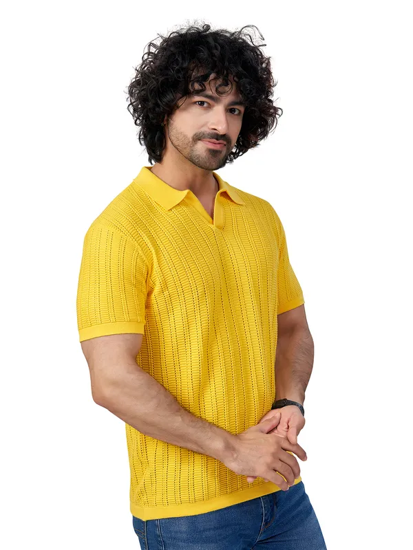 Yellow_Cotton_Solid_Premium_Flat_Knit_Polo_T-Shirt_For_Men
