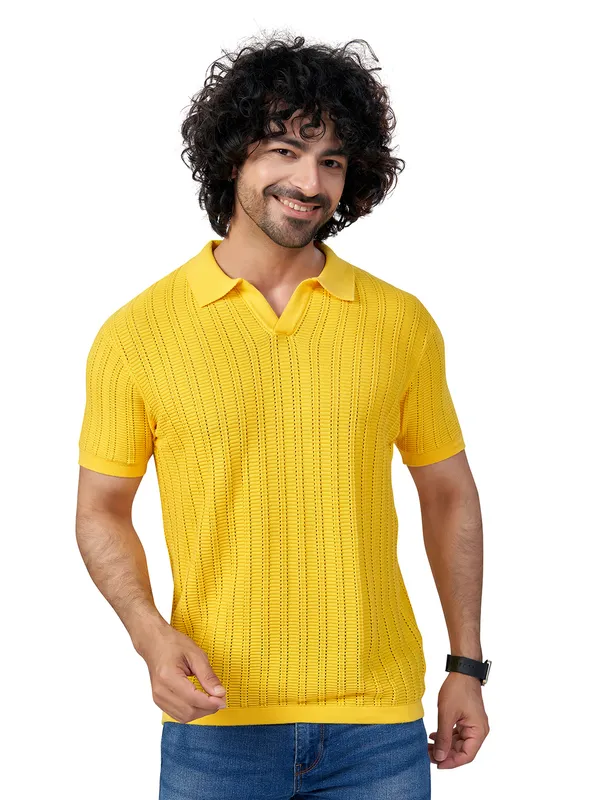 Yellow_Cotton_Solid_Premium_Flat_Knit_Polo_T-Shirt_For_Men